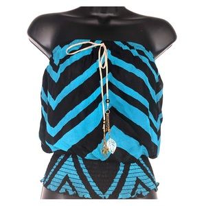3/$20 Black& Teal strapless top